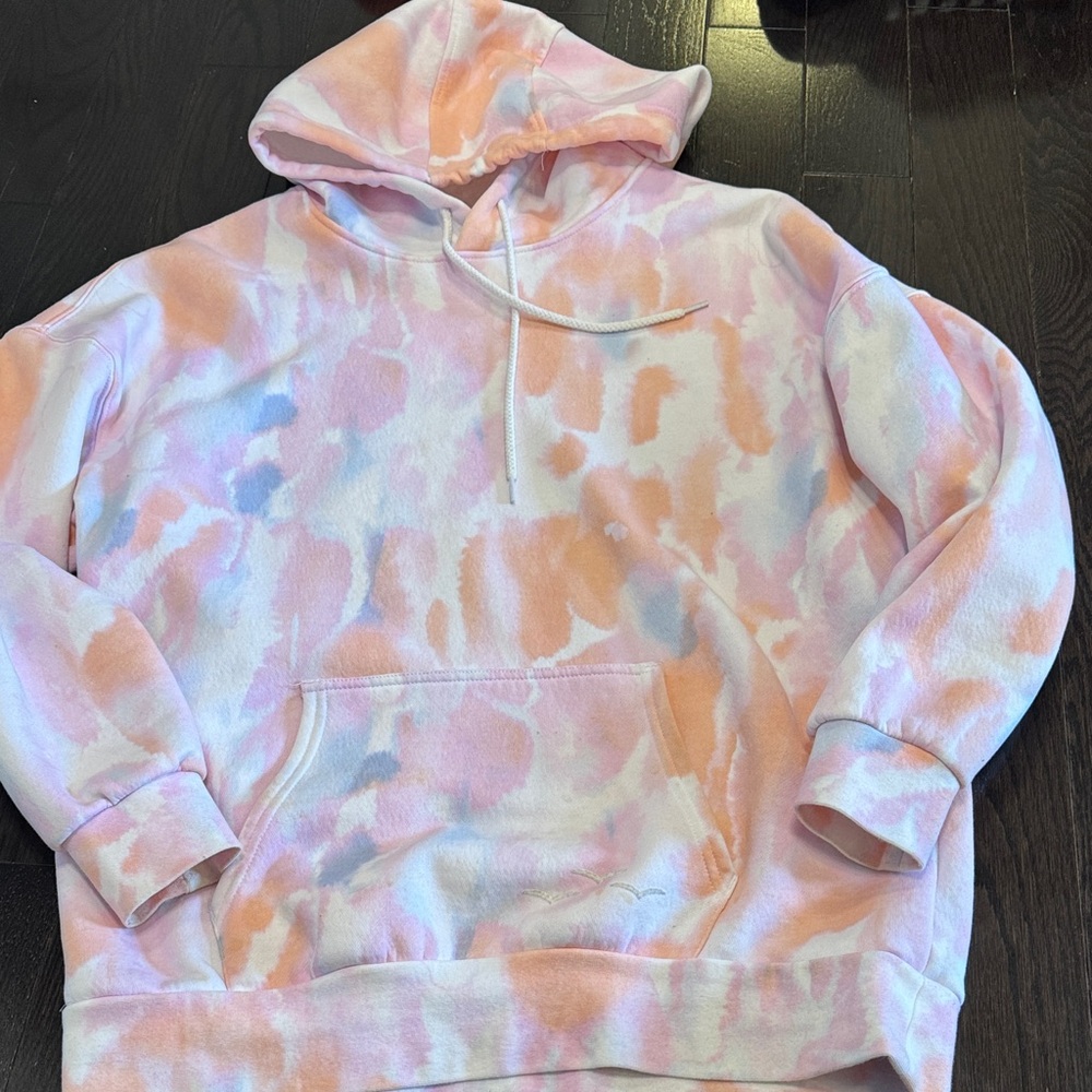 Lazy One Pink & Peach Tie-Dye Hoodie Sweater